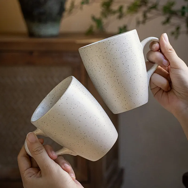 Sesame Glaze Cup 420ml Ceramic Coffee Mug Household Breakfast Milk Oatmeal Mug Simple Drinking Mugs