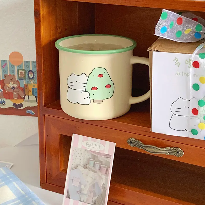 270ml Cartoon Ceramic Cup Cute Juice Milk Cup Household Oatmeal Breakfast Mug Girls Gift Drinkware