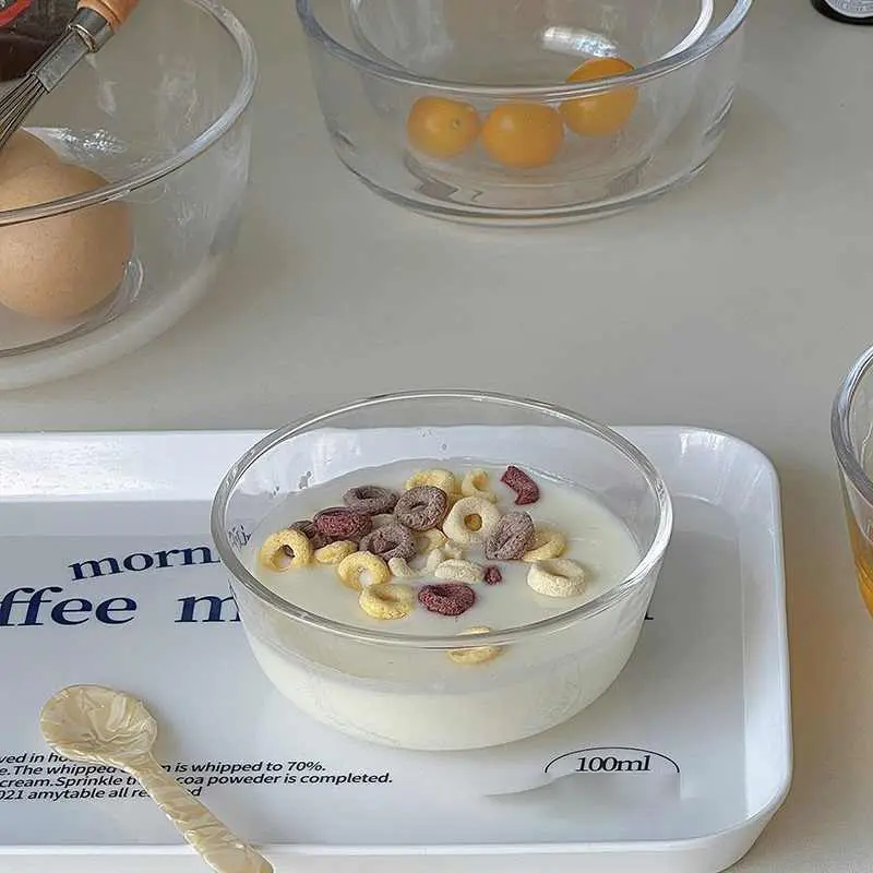 Korean Transparent Glass Bowl Household Salad Bowls Simple Bubble Noodle Bowl Fruit Yoghurt Bowl Tableware