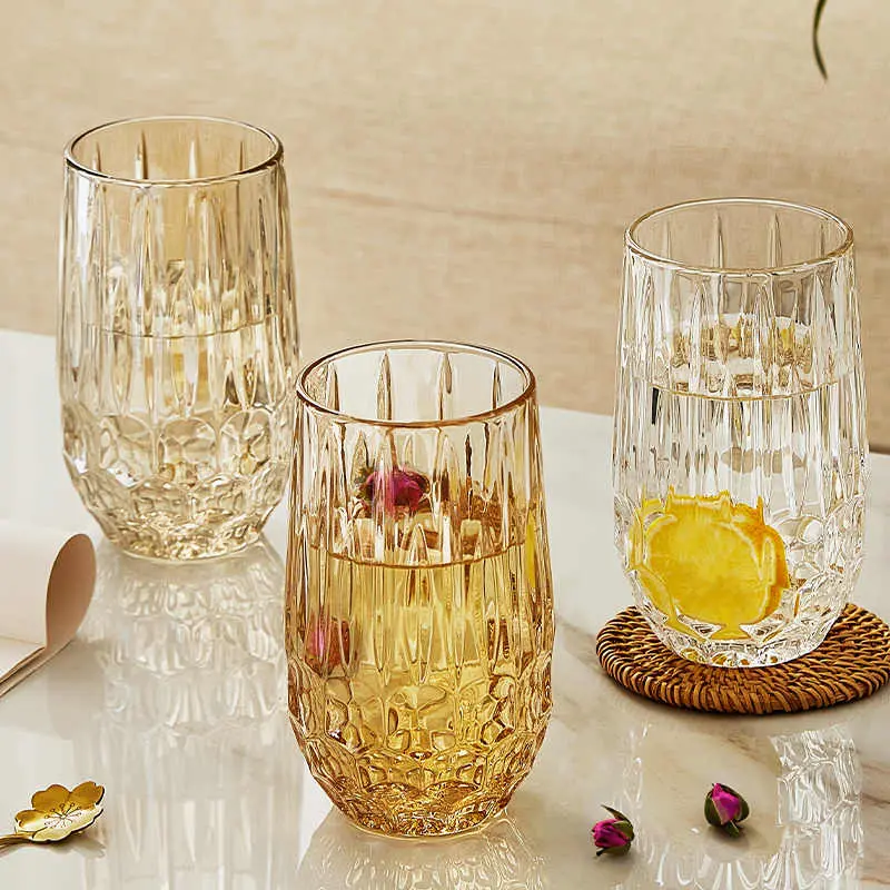 Glass Water Cup Transparent Coffee Drink Mug Light Luxury Household Breakfast Milk Cups Simple Drinkware