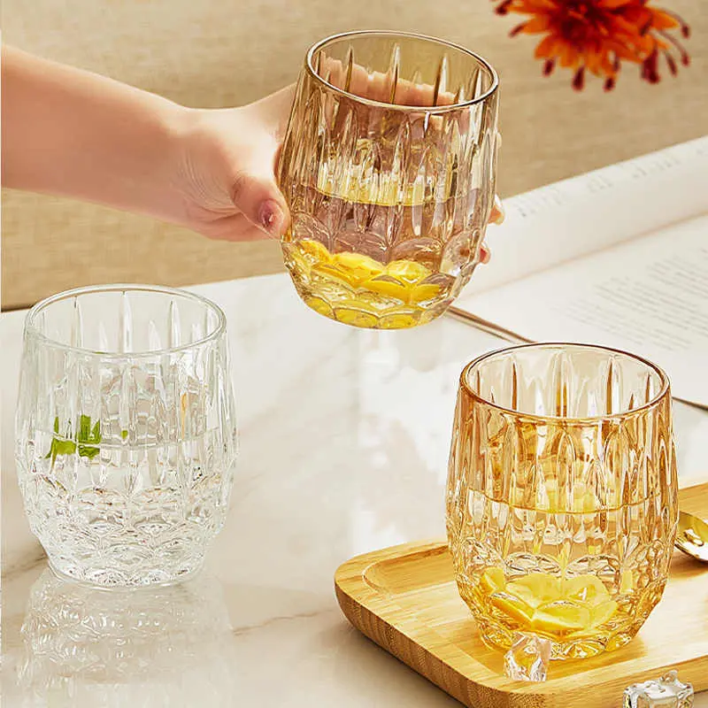 Glass Water Cup Transparent Coffee Drink Mug Light Luxury Household Breakfast Milk Cups Simple Drinkware