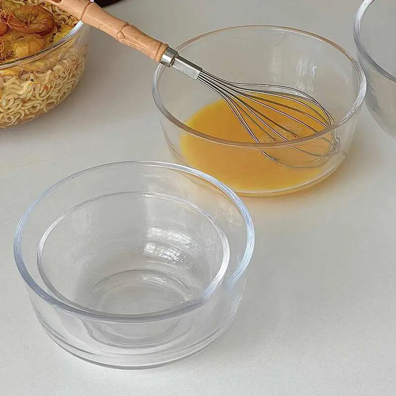 Korean Transparent Glass Bowl Household Salad Bowls Simple Bubble Noodle Bowl Fruit Yoghurt Bowl Tableware