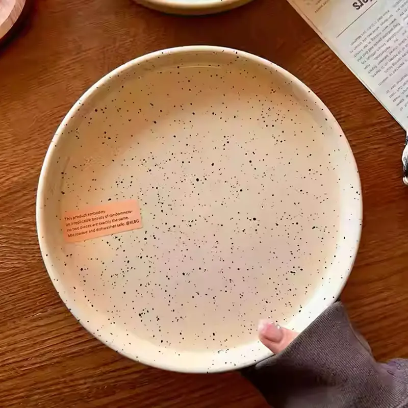 Splash-ink Plate Ceramic Tableware 20.5cm Western Style Steak Pasta Plates Fruit Salad Pastry Dessert Deep Dish Breakfast Disc