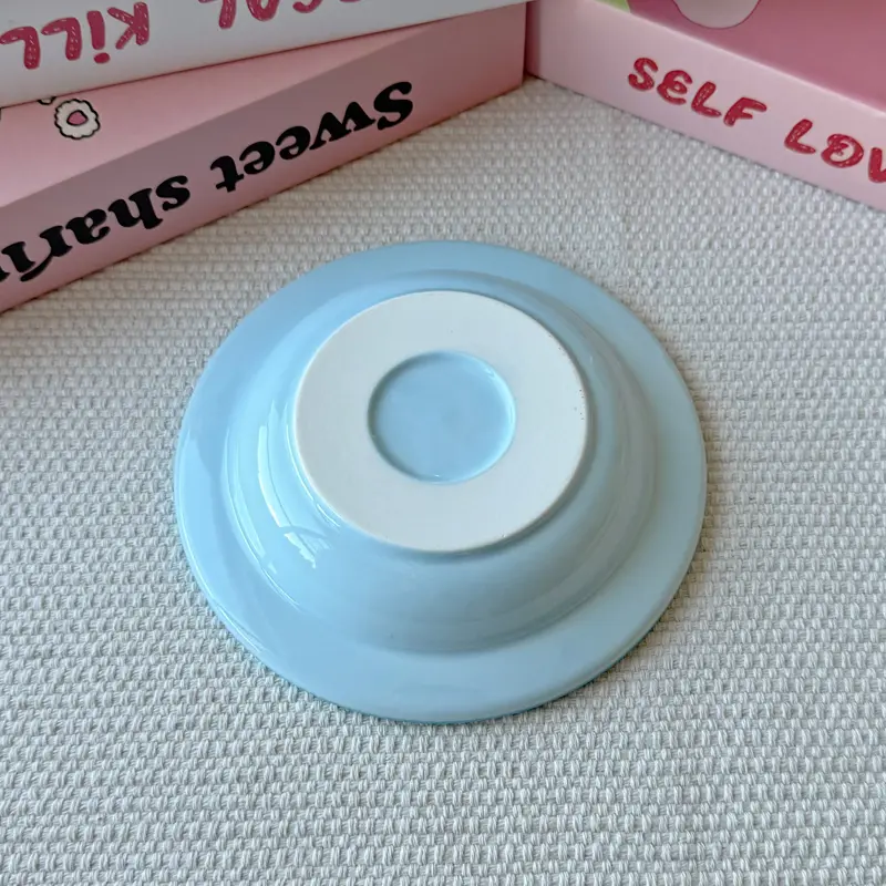 Korean-style Cute Ceramic Plates Household Tableware Fruit Dessert Disc Solid Color Simple Design Underglaze Painted Plate