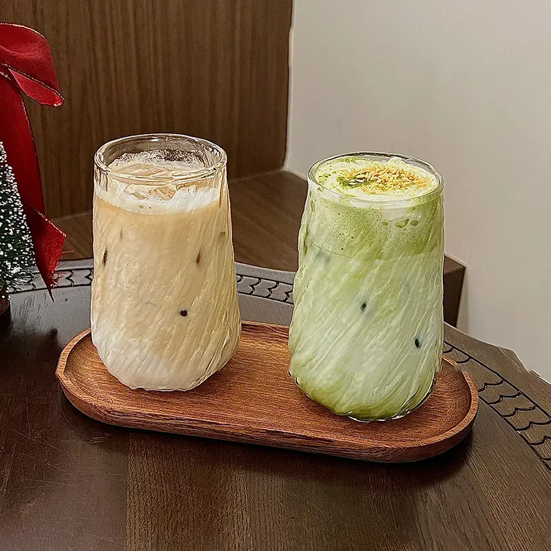400ml Simple Transparent Glass Cup Heat-resistant Milk Latte Coffee Cup Household Bubble Cold Water Cup Drinking Utensils