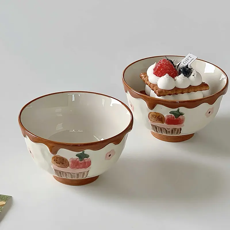 Creative Underglaze Ceramic Bowl Home Rice Bowl Cute Nut Yogurt Bowls Breakfast Oatmeal Bowl Tableware Supplies