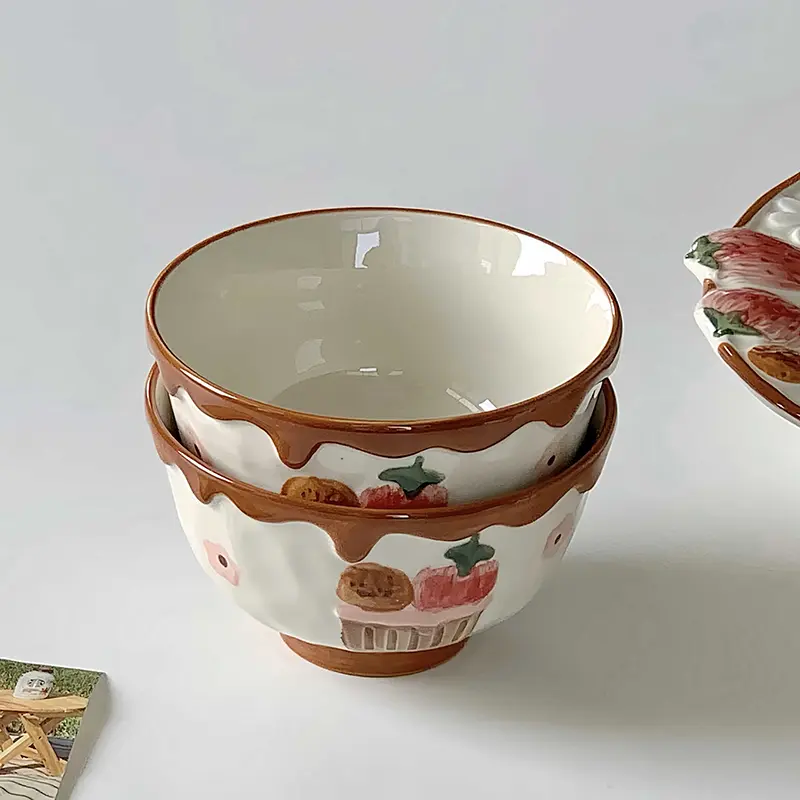 Creative Underglaze Ceramic Bowl Home Rice Bowl Cute Nut Yogurt Bowls Breakfast Oatmeal Bowl Tableware Supplies