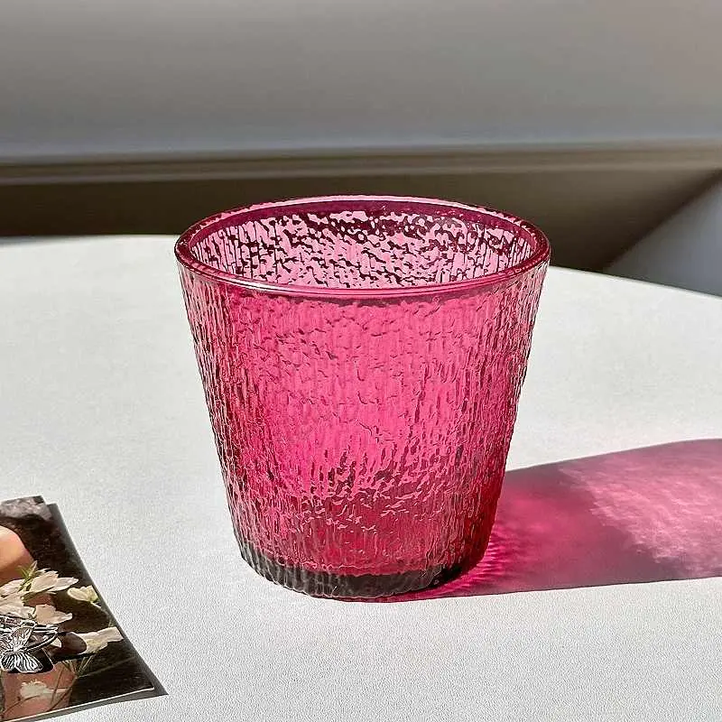 Rose Red Glass Coffee Mug 290ml Breakfast Milk Mugs Simple Juice Drinking Cup Home Latte Cups Afternoon Tea Drinkware