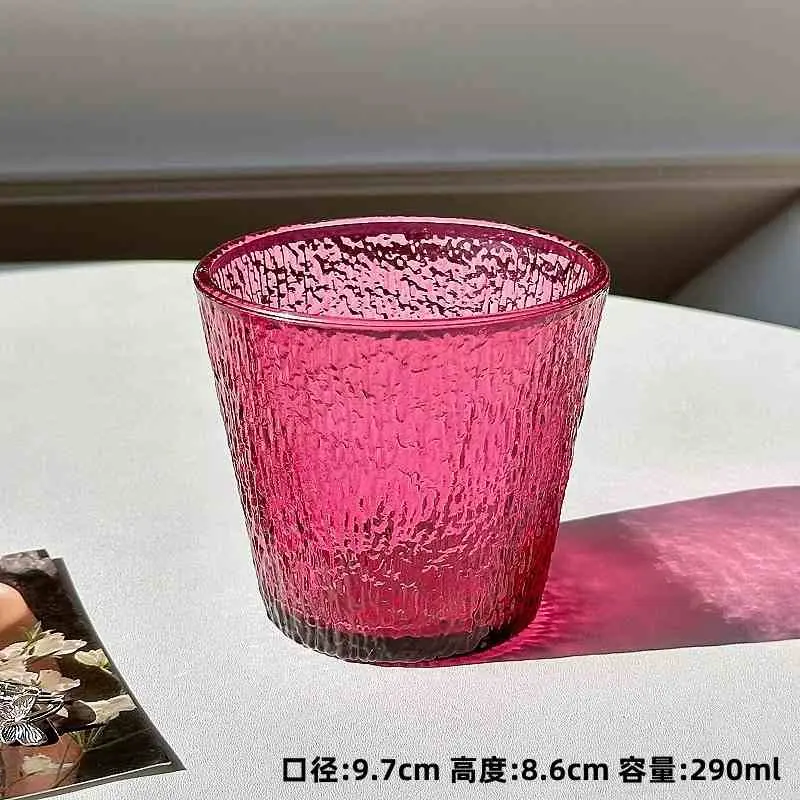 Rose Red Glass Coffee Mug 290ml Breakfast Milk Mugs Simple Juice Drinking Cup Home Latte Cups Afternoon Tea Drinkware