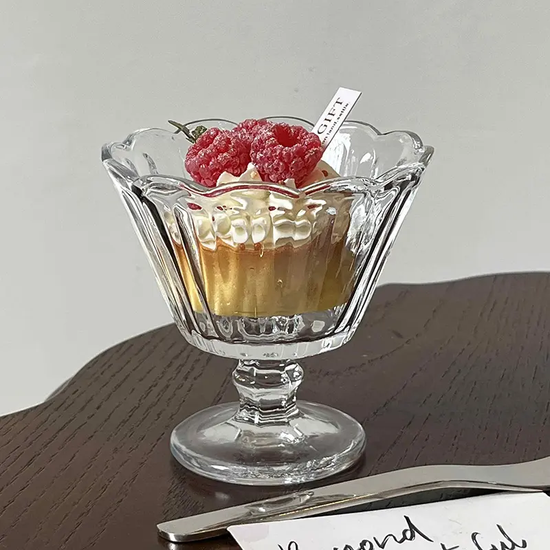 Vintage Glass Ice-cream Dessert Cups Clear Tall Yoghurt Cup Restaurant Cake Dessert Mug Wine Bar Cocktail Glasses