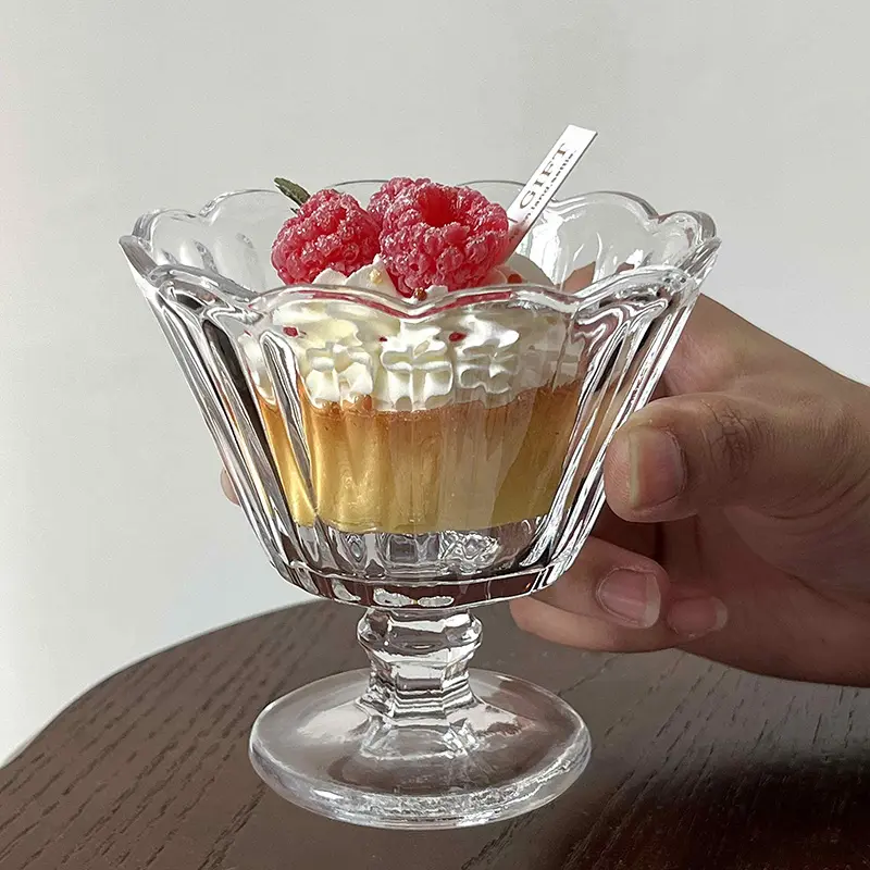 Vintage Glass Ice-cream Dessert Cups Clear Tall Yoghurt Cup Restaurant Cake Dessert Mug Wine Bar Cocktail Glasses