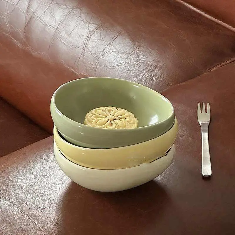 12.5cm Creative Ceramic Salad Bowl Solid Colour Breakfast Bowl Oatmeal Yoghurt Bowl Simple Fruit Salad Bowls