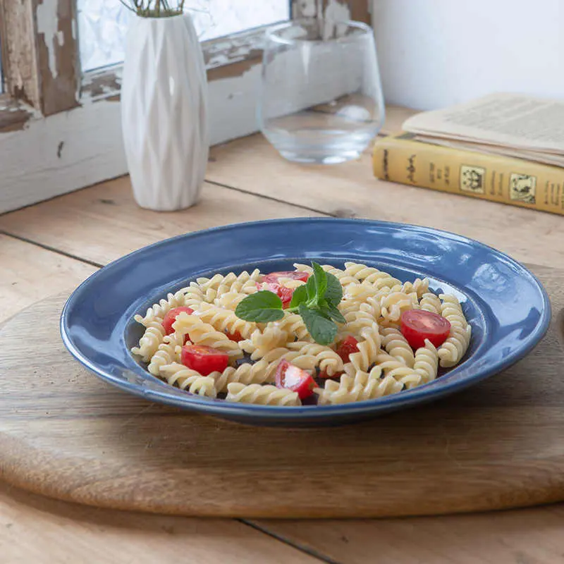 Nordic Style Irregular Steak Plate Retro Ceramic Pizza Seafood Plates Restaurant Pasta Dish Household Simple Tableware 22.8 Cm