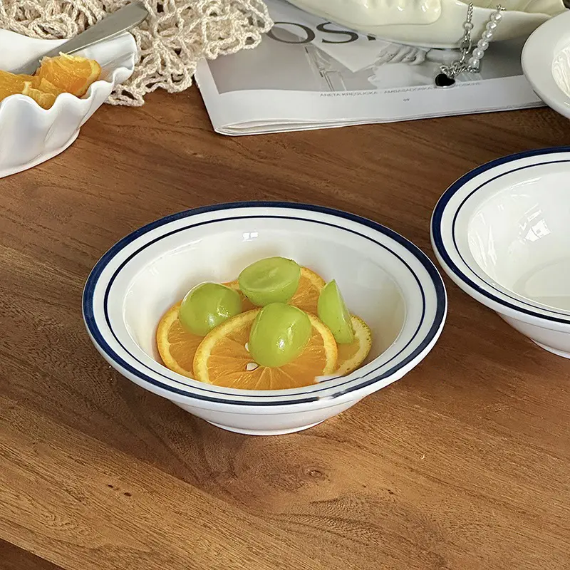 Ceramic Dessert Yoghurt Bowl Household Breakfast Oatmeal Bowl Fruit Snack Bowl Simple Fruit Salad Bowl Tableware