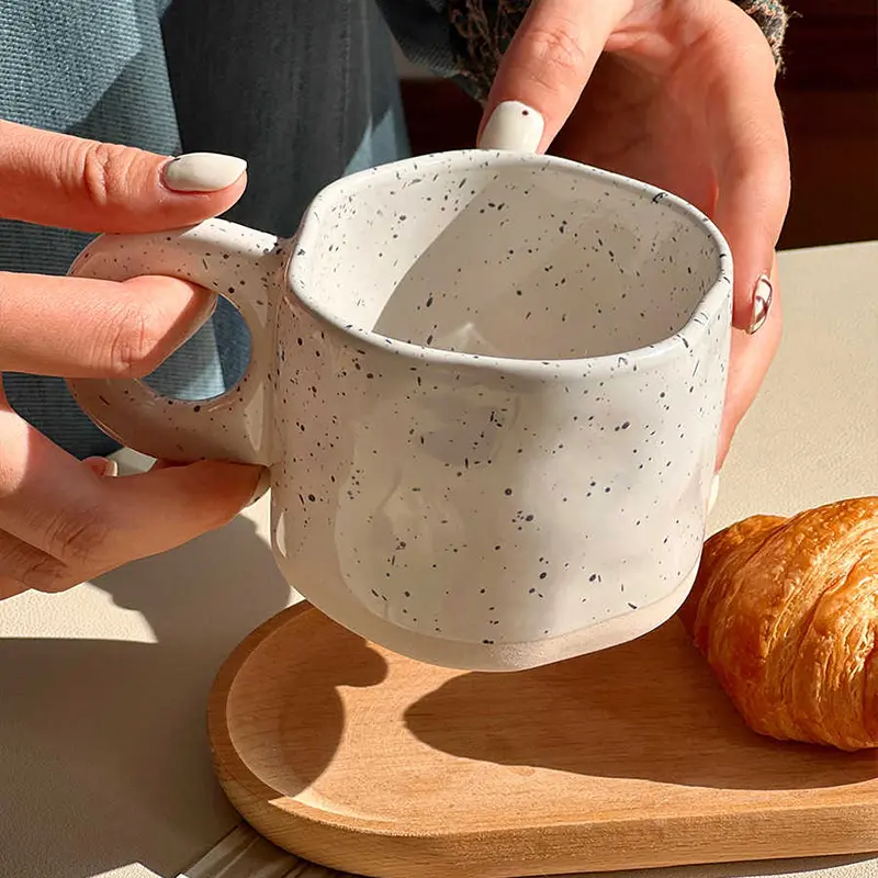 280ml Ink Splash Coffee Mug Ceramic Breakfast Milk Oatmeal Cup Household Drinking Utensils Office Mugs