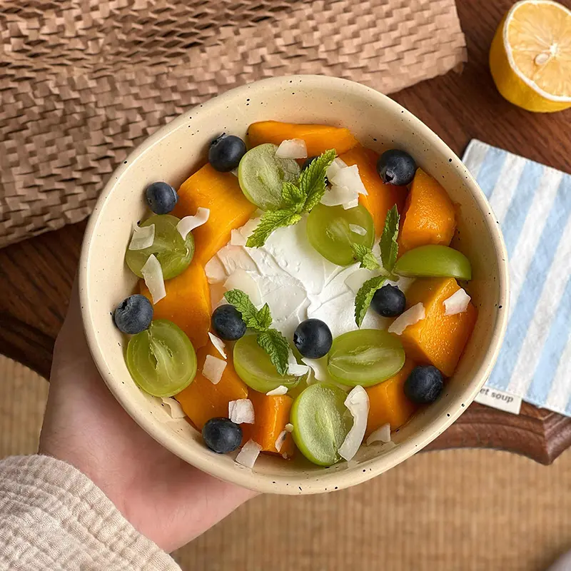 Ink Splash Irregular Ceramic Bowl Cereal Breakfast Yoghurt Bowls Household Dessert Fruit Salad Bowl Tableware