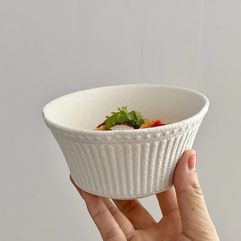 French-style Solid Colour Ceramic Bowls Household Frosted Ramen Rice Bowl High-grade Dessert Yoghurt Bowl Kitchen Tableware