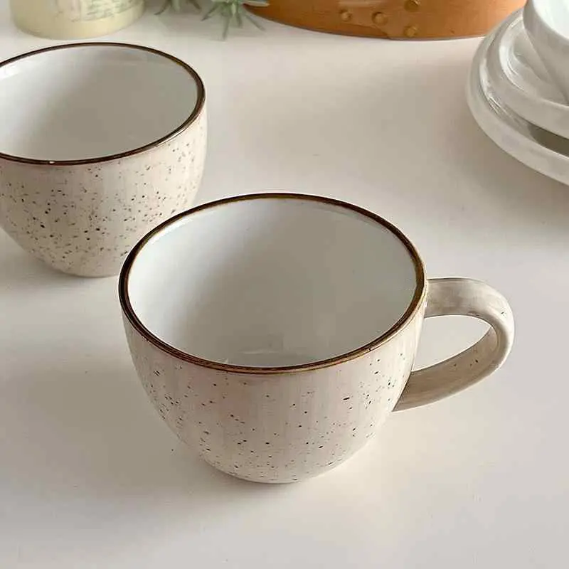 Vintage Splashed Ink Ceramic Mug Japanese Coffee Milk Cup Office Water Cup 350ml Home Breakfast Cup Drinkware