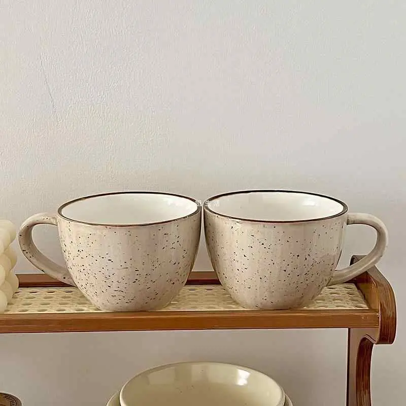 Vintage Splashed Ink Ceramic Mug Japanese Coffee Milk Cup Office Water Cup 350ml Home Breakfast Cup Drinkware