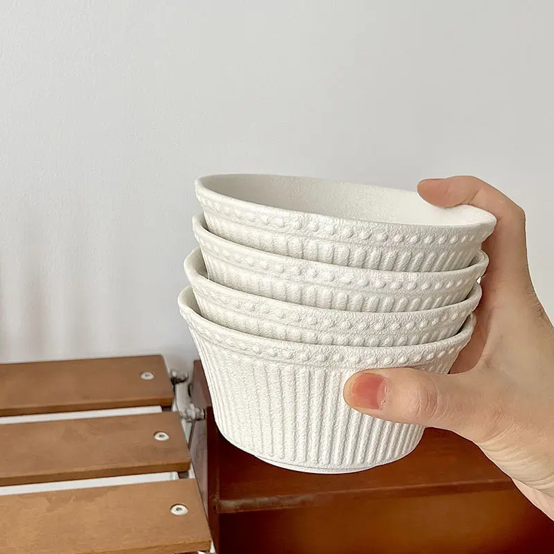 French-style Solid Colour Ceramic Bowls Household Frosted Ramen Rice Bowl High-grade Dessert Yoghurt Bowl Kitchen Tableware