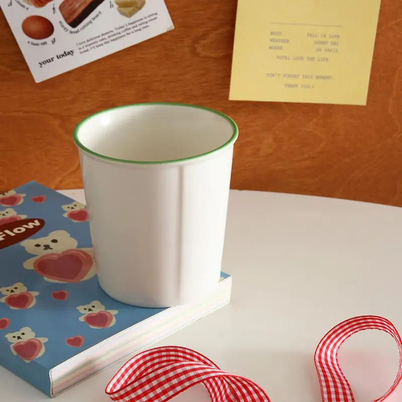 Underglaze Painted Ceramic Cups Korean-style Solid Color Simple Mug Home-use Handheld Juice Milk Coffee Cup Drinking Utensils