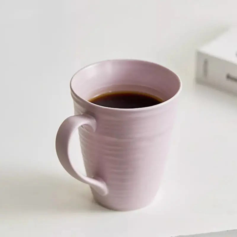 400ml Ceramic Coffee Cup Solid Colour Couple Cup Simple Breakfast Milk Oatmeal Cup Household Water Cup Drinkware