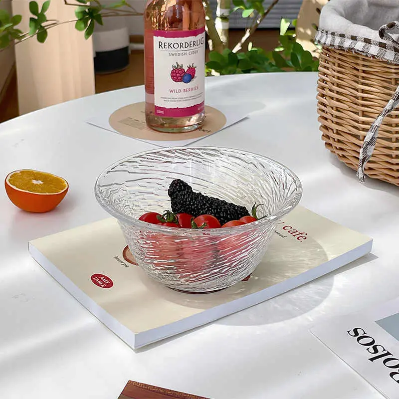 Spiral Glass Bowl Simple Breakfast Yoghurt Oatmeal Bowls Household Fruit Salad Dessert Bowl Tableware Supplies
