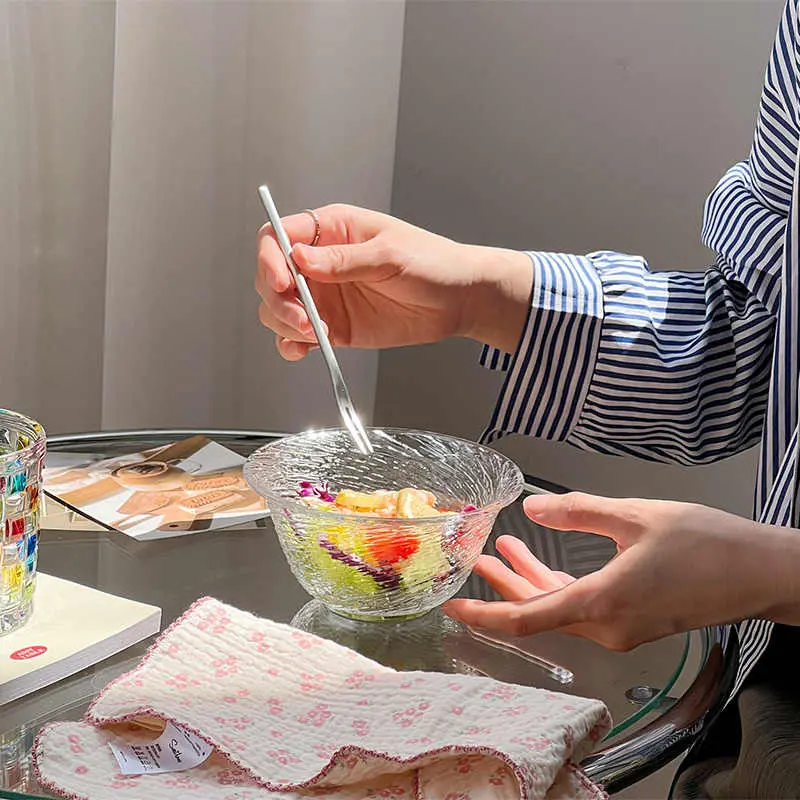 Spiral Glass Bowl Simple Breakfast Yoghurt Oatmeal Bowls Household Fruit Salad Dessert Bowl Tableware Supplies