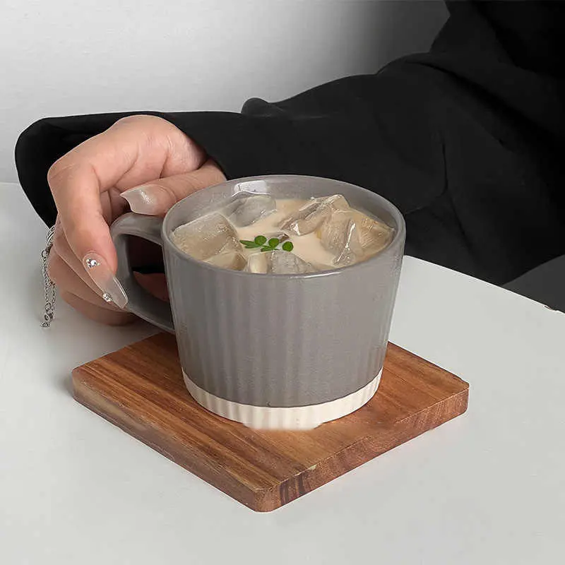 180ml Japanese Retro Striped Coffee Cup Ceramic Mug Afternoon Tea Drinkware Simple Office Mugs