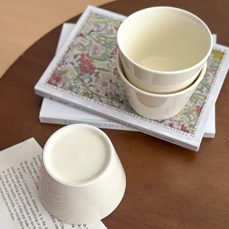 120ml Ceramic Hand-held Cups Japanese-style Simple Cream-colored Cups Exquisite High-end Coffee Cup For Home Use