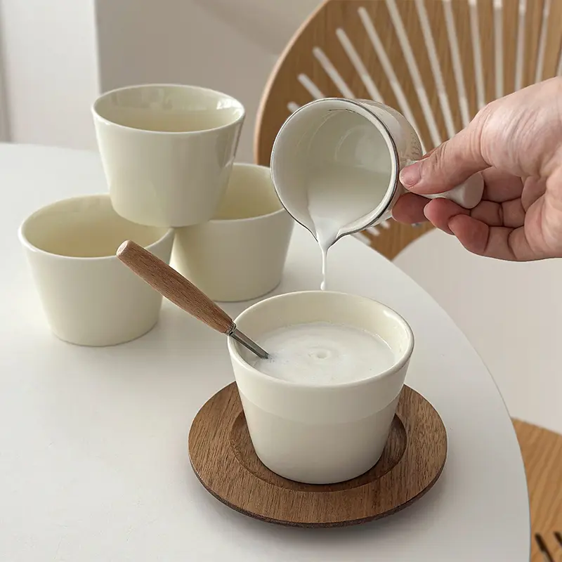 120ml Ceramic Hand-held Cups Japanese-style Simple Cream-colored Cups Exquisite High-end Coffee Cup For Home Use