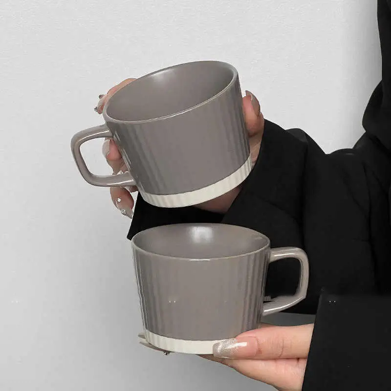 180ml Japanese Retro Striped Coffee Cup Ceramic Mug Afternoon Tea Drinkware Simple Office Mugs