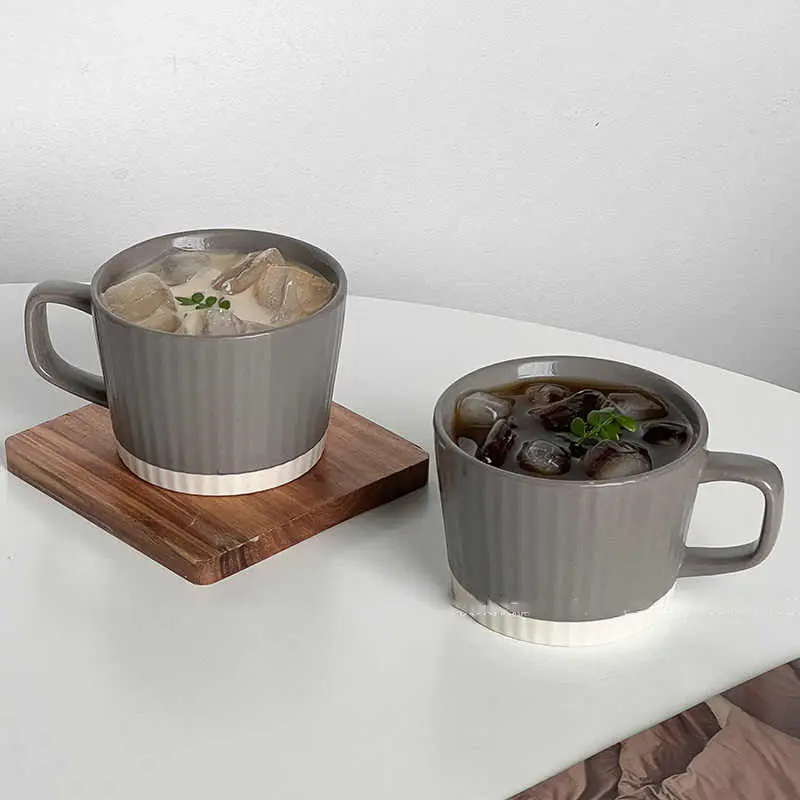 180ml Japanese Retro Striped Coffee Cup Ceramic Mug Afternoon Tea Drinkware Simple Office Mugs