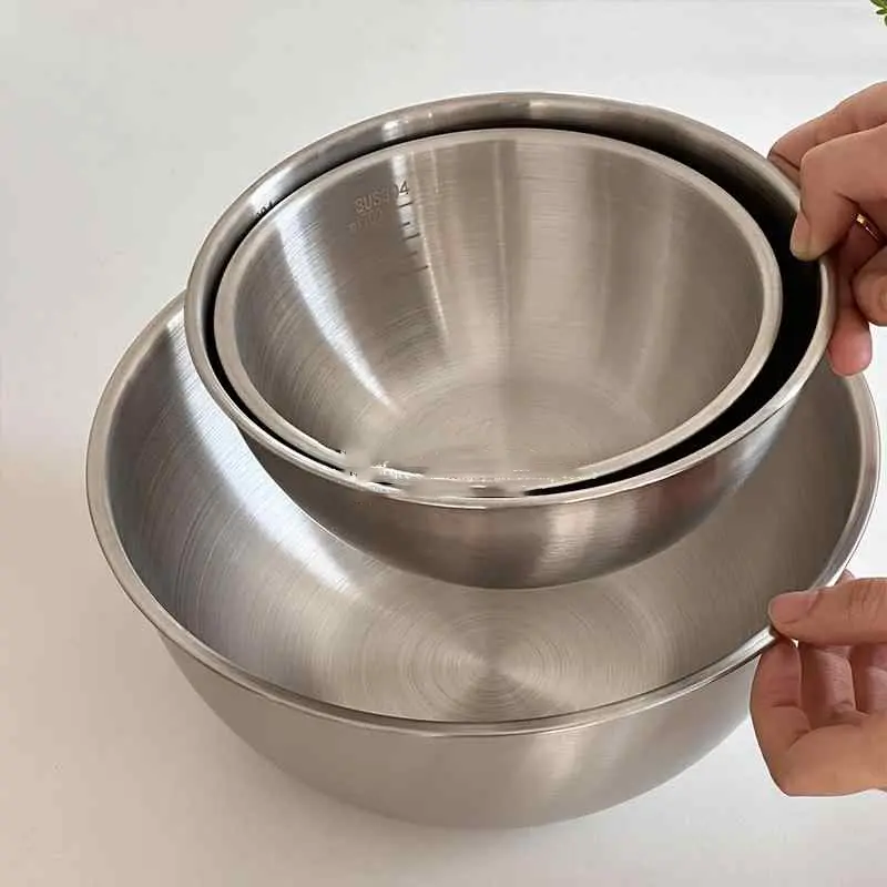 304 Stainless Steel Yoghurt Salad Plate Soup Bowl Home Knead Dough Baking Tools Tray Kitchen Egg Basin Tableware Accessories
