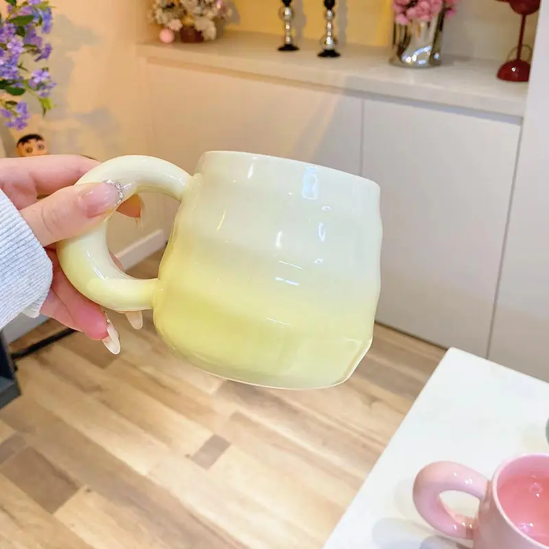 Gradient Ceramic Underglaze Colored Cups Household High Temperature Resistant Cute Milk Coffee Cup Dormitory Drinking Water Mug