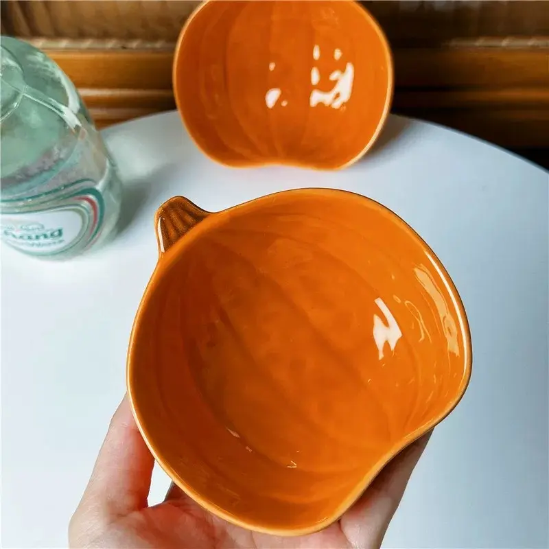 Creative Ceramic Pumpkin Bowl Baby Tableware Household Dessert Ice Cream Bowl Fruit Small Bowl