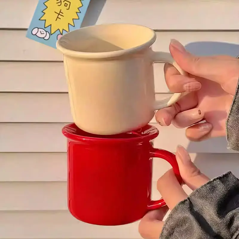 320ml Solid Colour Ceramic Water Mug Home Coffee Cup Couple Cups Breakfast Milk Mugs Simple Drinkware