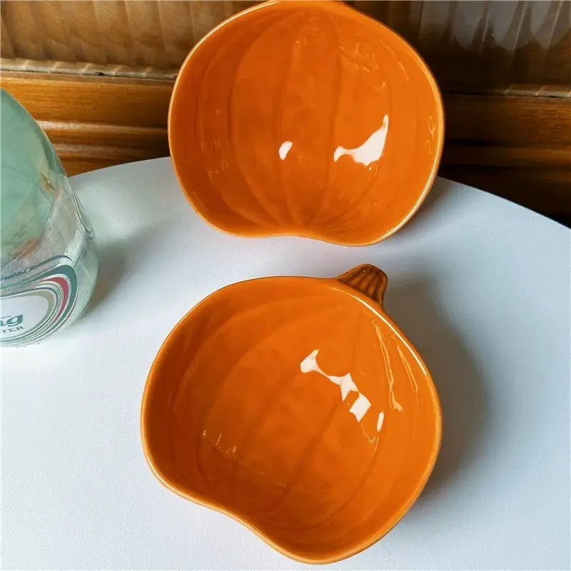 Creative Ceramic Pumpkin Bowl Baby Tableware Household Dessert Ice Cream Bowl Fruit Small Bowl
