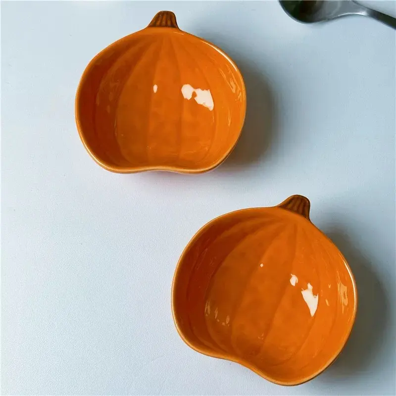 Creative Ceramic Pumpkin Bowl Baby Tableware Household Dessert Ice Cream Bowl Fruit Small Bowl