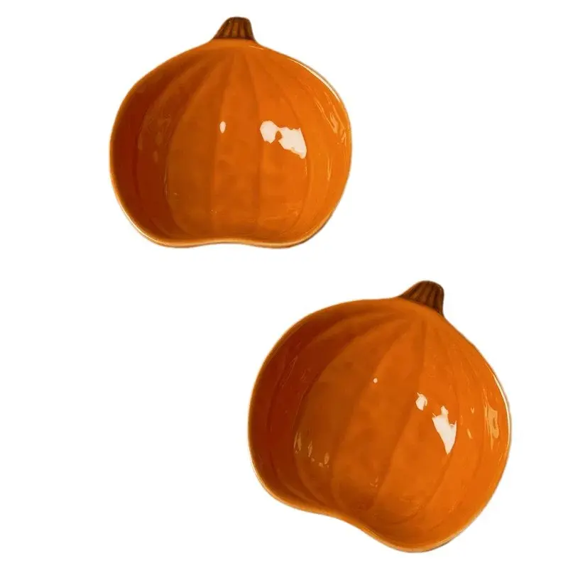 Creative Ceramic Pumpkin Bowl Baby Tableware Household Dessert Ice Cream Bowl Fruit Small Bowl
