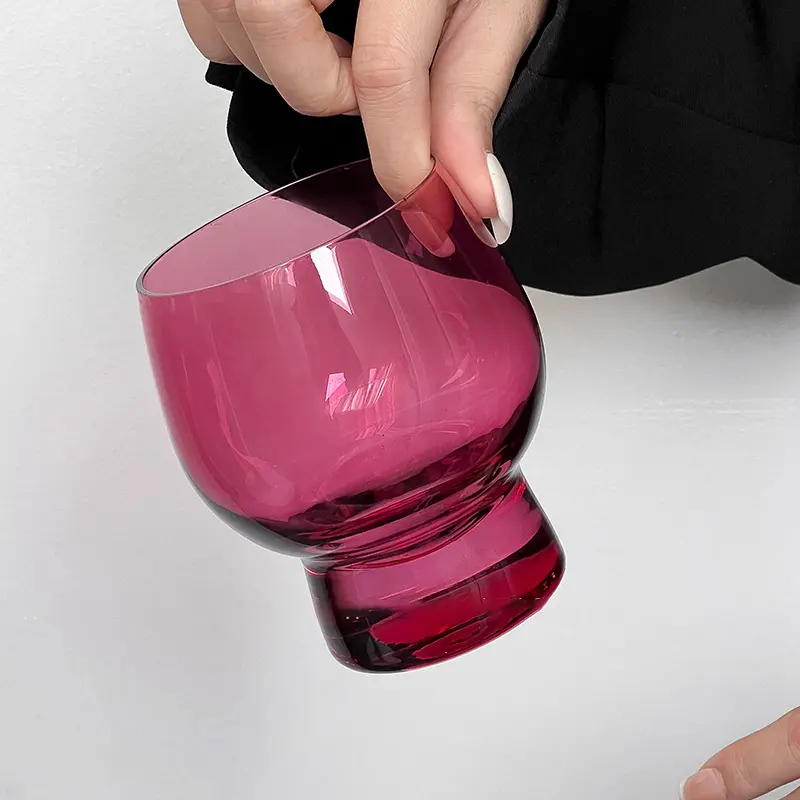 Light Luxury High Quality Glass Mug Creative Designed Rose Color Wine Cup Latte American Coffee Cold Drink Mug Drinking Utensils