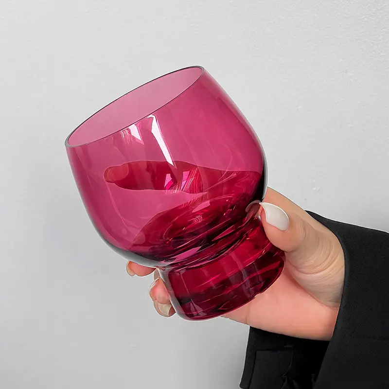 Light Luxury High Quality Glass Mug Creative Designed Rose Color Wine Cup Latte American Coffee Cold Drink Mug Drinking Utensils