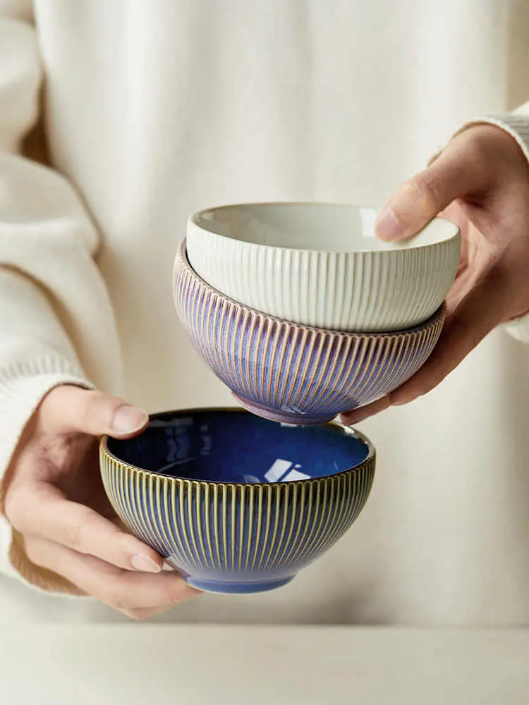 4.5-inch Ceramic Household Rice Bowl Restaurant Tableware Breakfast Soup Bowls Solid Color Yogurt Salad Bowl
