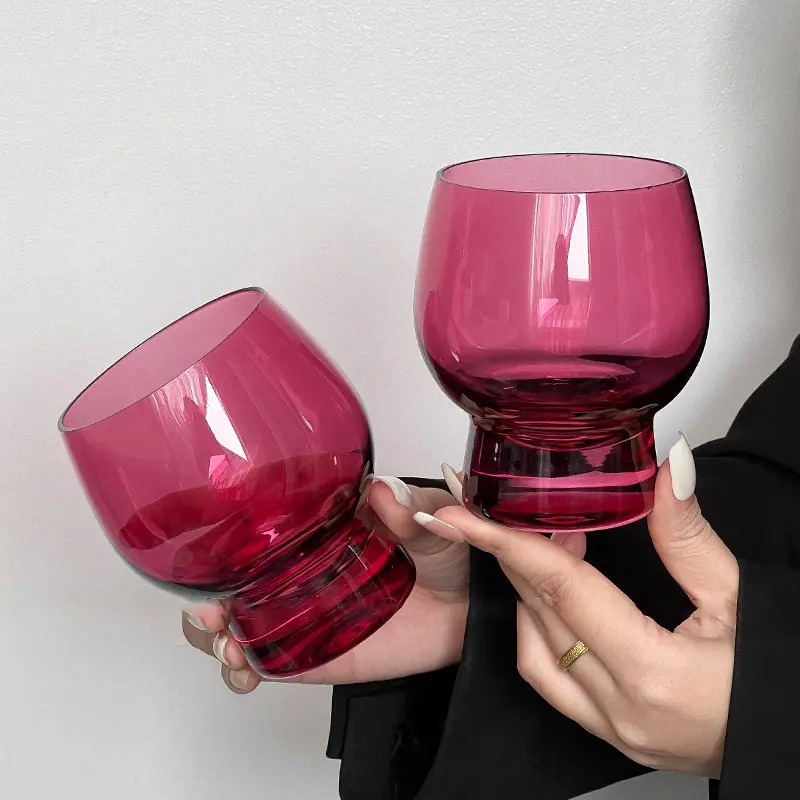 Light Luxury High Quality Glass Mug Creative Designed Rose Color Wine Cup Latte American Coffee Cold Drink Mug Drinking Utensils