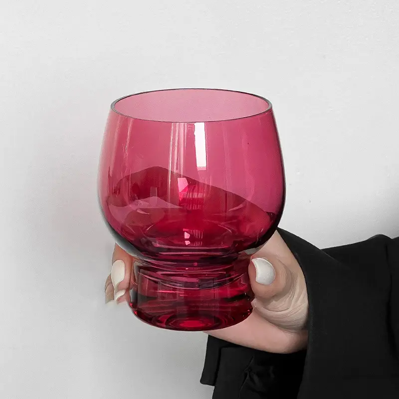 Light Luxury High Quality Glass Mug Creative Designed Rose Color Wine Cup Latte American Coffee Cold Drink Mug Drinking Utensils