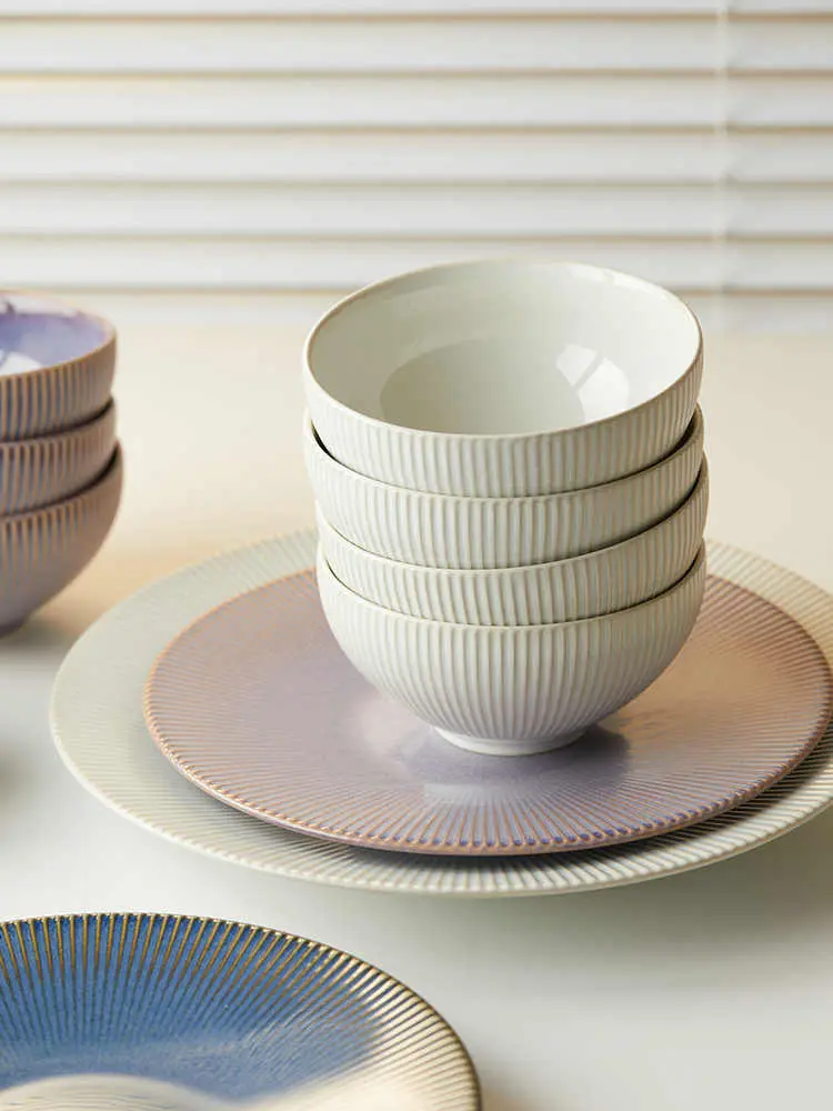 4.5-inch Ceramic Household Rice Bowl Restaurant Tableware Breakfast Soup Bowls Solid Color Yogurt Salad Bowl