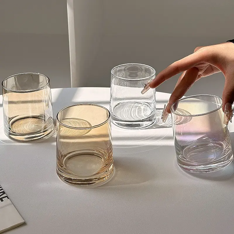 Simple Transparent Glass Cups 260ml Nordic Style Household Round Water Mug Summer Cold Drinking Whisky Cup Glassware Gift