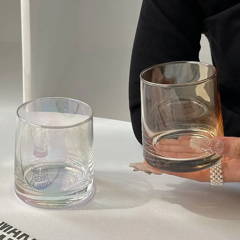 Simple Transparent Glass Cups 260ml Nordic Style Household Round Water Mug Summer Cold Drinking Whisky Cup Glassware Gift