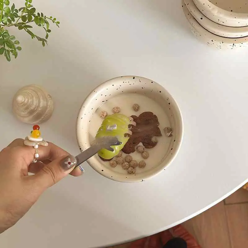 Ink Splash Ceramic Bowl Yoghurt Cereal Bowls Underglaze Colour Fruit Salad Bowl Household Simple Breakfast Bowl Tableware