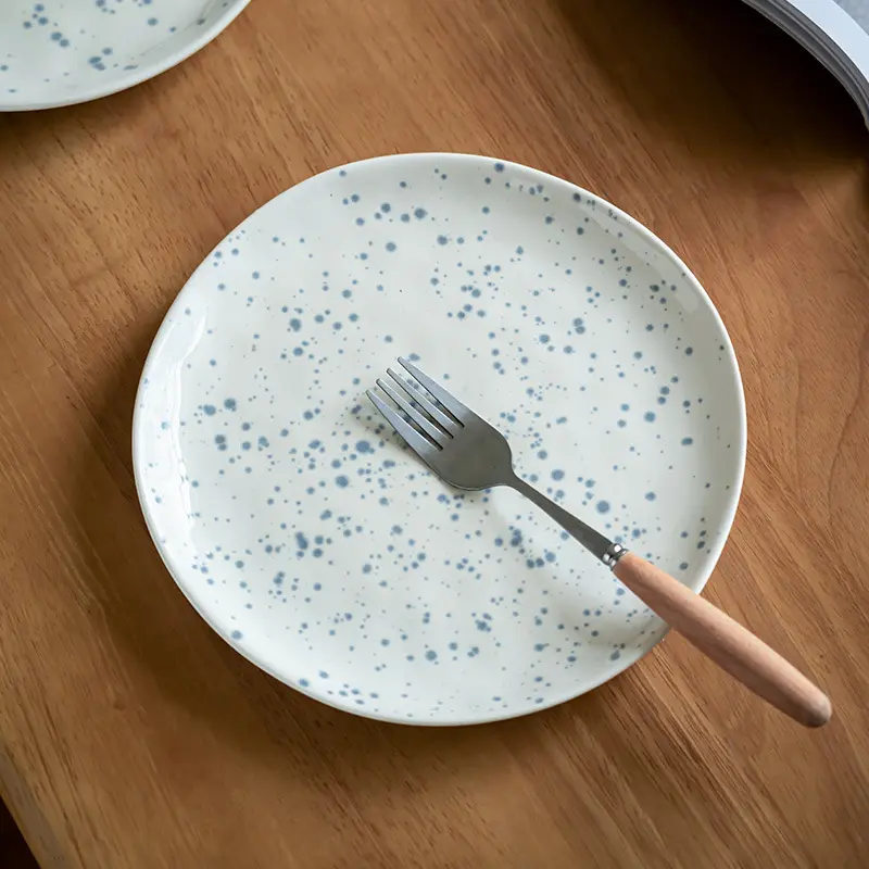 Creative Ink Splash Ceramic Plate Irregular Western Food Disc Breakfast Dessert Plates Kitchen Dish 20.9cm